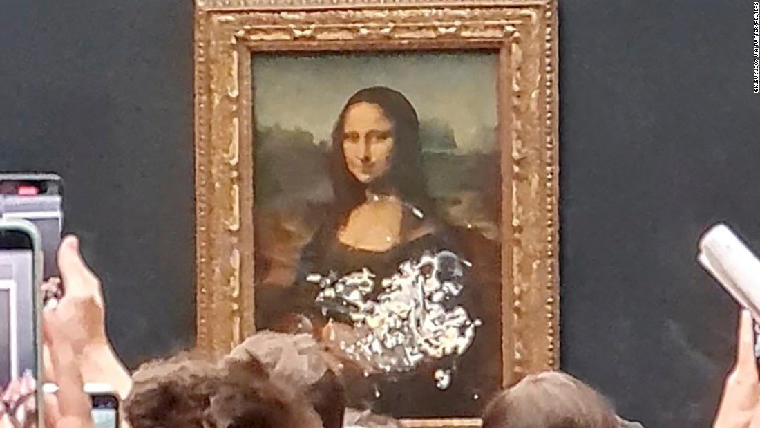 A museumgoer threw cake at the Mona Lisa