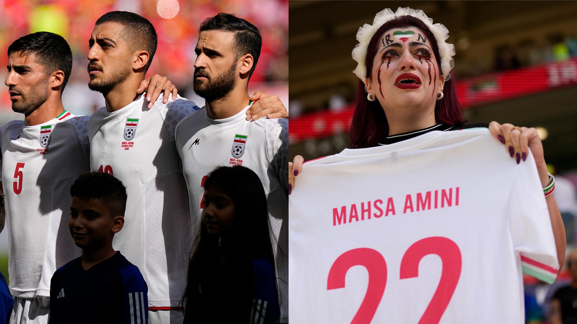 Iran players sing anthem | Mahsa Amini tributes | Fans unrest reported