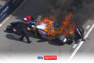 f2-monaco:-doohan’s-car-catches-fire-|-maloney-nearly-hits-wreckage!